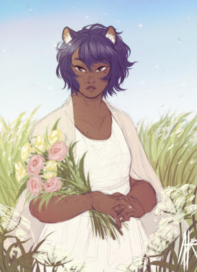 halfbody sketch + simple colours + simple background