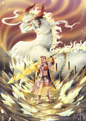 one character + creature